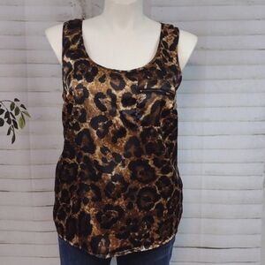 Paper Tee Silky Animal Print Tank, Size 1X